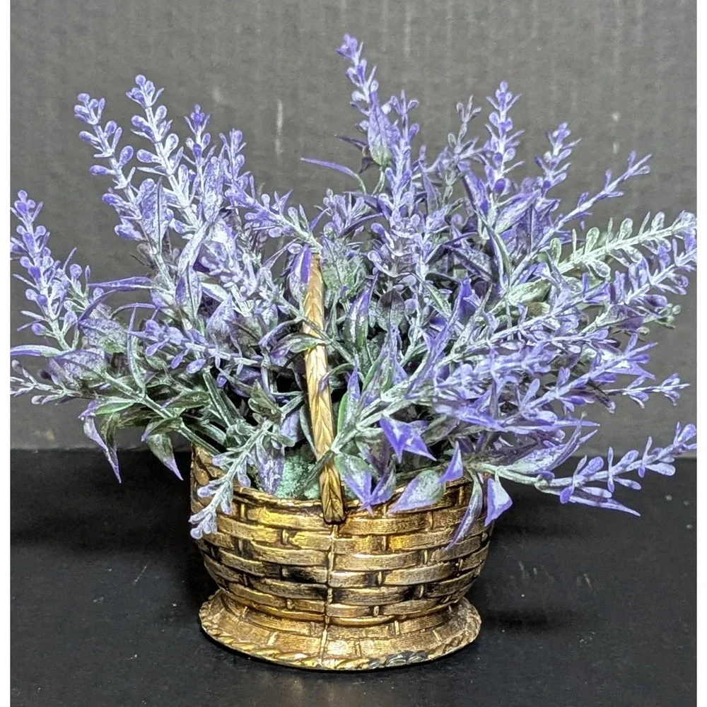 Vintage Solid Brass Woven Basket With Braided Handle Original Felt Bottom 3.75